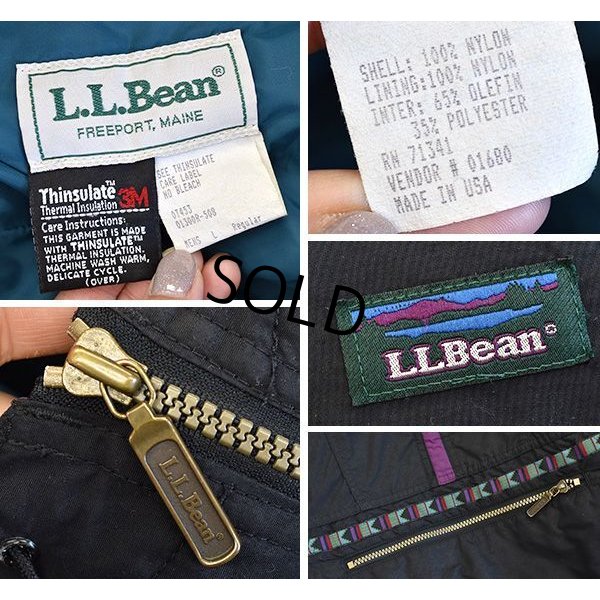 画像2: 90’s【USA製】【ビンテージ】【ＬＬビーン】【L.L.bean】シンサレート入り【黒×青×紫】中綿入りアノラック【チロリアン】【アノラックパーカー】【メンズＬ】 