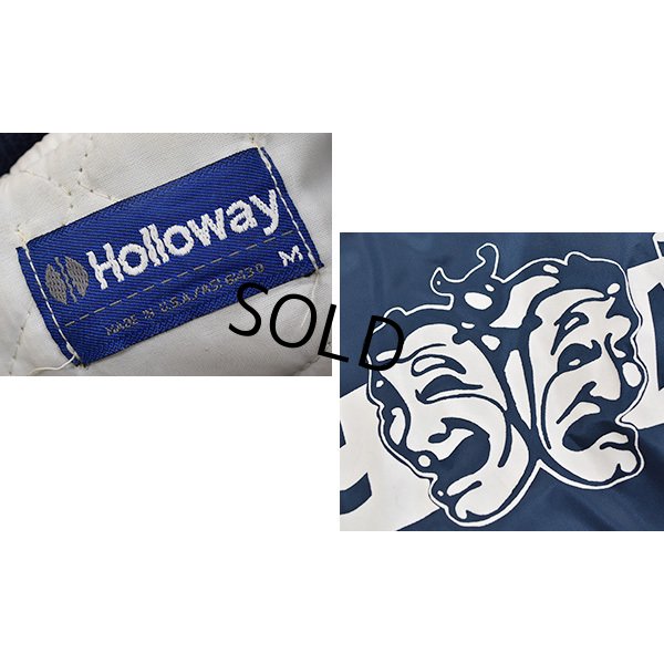 画像3: 80's USA製【ビンテージ】【Holloway】【2フェイス】マスク【サテンブルゾン】【MORRIS CATHOLIC PEREFORMING ARTS】【紺×水色ライン】【サテンジャケット】【ナイロンジャケット】【サイズM】