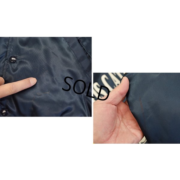 画像5: 80's USA製【ビンテージ】【Holloway】【2フェイス】マスク【サテンブルゾン】【MORRIS CATHOLIC PEREFORMING ARTS】【紺×水色ライン】【サテンジャケット】【ナイロンジャケット】【サイズM】