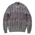 ~90's【USA製】【ビンテージ】【ROBERT BRUCE】【ロバートブルース】【グレー×ピンク】【チェック】【立体編み】【サイズⅯ】  