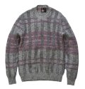 ~90's【USA製】【ビンテージ】【ROBERT BRUCE】【ロバートブルース】【グレー×ピンク】【チェック】【立体編み】【サイズⅯ】  