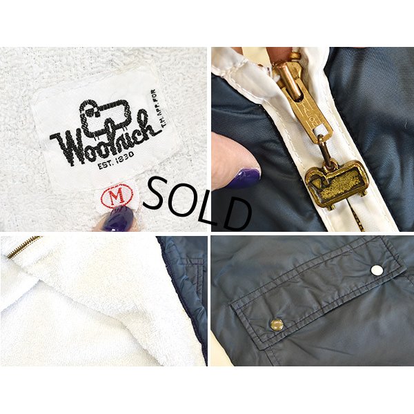 画像2: 【ビンテージ】【ウールリッチ】【Woolrich】【紺】【裏タオル地】【ナイロンジャケット】【ブルゾン】【サイズＭ】 