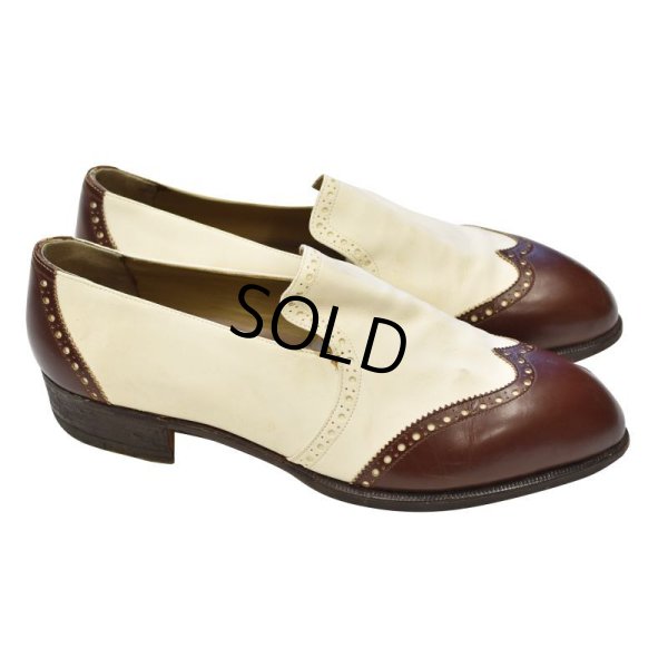 画像3: 50's【ビンテージ】【ホワイト×ブラウン】ウィングチップ【スリッポン】【レザーシューズ】【27cm程度】