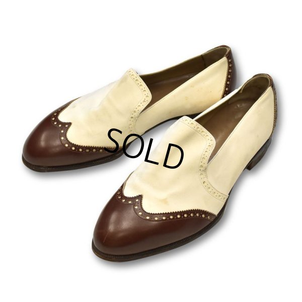 画像7: 50's【ビンテージ】【ホワイト×ブラウン】ウィングチップ【スリッポン】【レザーシューズ】【27cm程度】