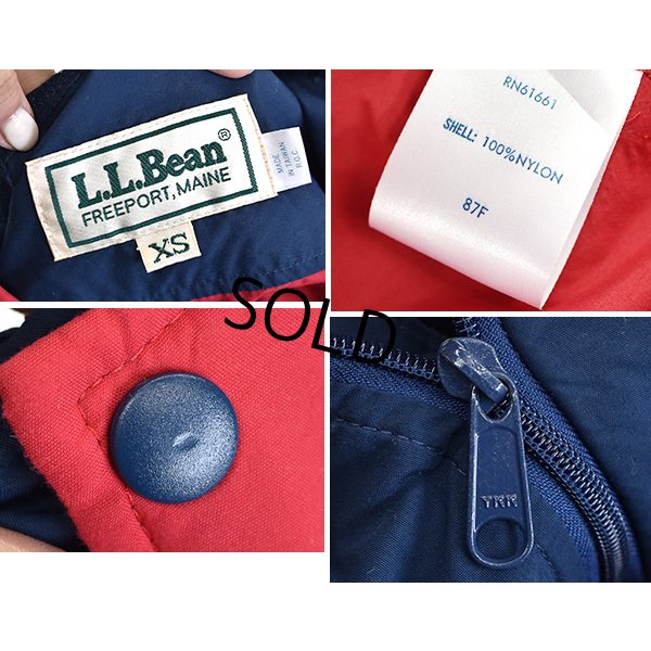 画像2: 【ビンテージ】【L.L.Bean】【ＬＬビーン】【赤×紺】【ハーフジップ】【プルオーバージャケット】アノラックパーカー【サイズＸＳ】 