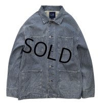  【ビンテージ】【オールドギャップ】【GAP】【ヒッコリーストライプ】【カバーオール】【サイズＸＬ】 