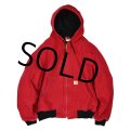 【USA製】【ビンテージ】【カーハート】【carhartt】赤【ダック地】【アクティブパーカー】【フルジップパーカー】【Ｌ-Ｒ】 