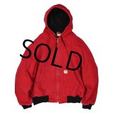 【USA製】【ビンテージ】【カーハート】【carhartt】赤【ダック地】【アクティブパーカー】【フルジップパーカー】【Ｌ-Ｒ】 