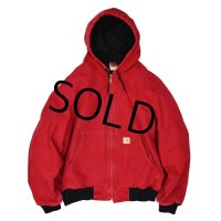 【USA製】【ビンテージ】【カーハート】【carhartt】赤【ダック地】【アクティブパーカー】【フルジップパーカー】【Ｌ-Ｒ】 