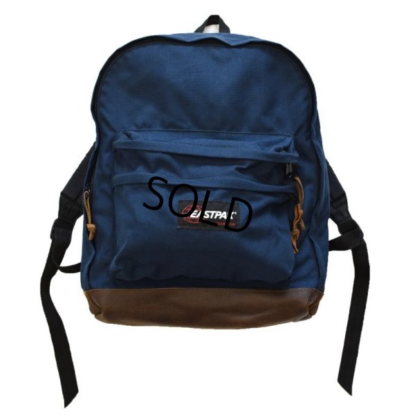 画像1: 【ビンテージ】USA製 【EASTPAK】【イーストパック】ボトムレザー【底レザー】【紺×ブラウン】【デイパック】【バックパック】【リュックサック】 