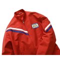【80’s】【ビンテージ】【Flight Apparel】【フライトアパレル】【赤】【青×白ライン】【スタンドカラー】【ジップアップブルゾン】【サイズＭ】 