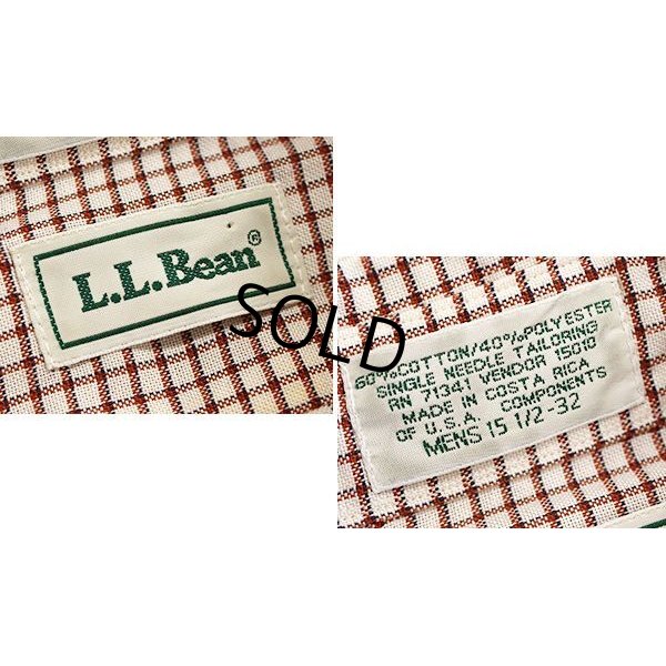 画像2: 【ビンテージ】【L.L.Bean 】【ＬＬビーン】【白×赤】【チェック】【ボタンダウンシャツ】【サイズ 15 1/2-32】 