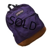 90's【ビンテージ】【USA製】紫【jansport】ジャンスポーツ【ボトムレザー】【デイパック】【リュックサック】 