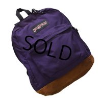 90's【ビンテージ】【USA製】紫【jansport】ジャンスポーツ【ボトムレザー】【デイパック】【リュックサック】 