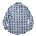 【USA製】【ビンテージ】【L.L.Bean】【ＬＬビーン】【青チェック】バンドカラーシャツ【プルオーバーシャツ】ガールズサイズ【コットンシャツ】M(10-12) 