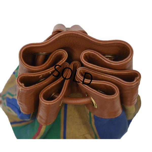 画像4: イタリー製【ビンテージ】【レザーxコットン】【ストライプ】ワンショルダー【ショルダーバッグ】【ボンサック】