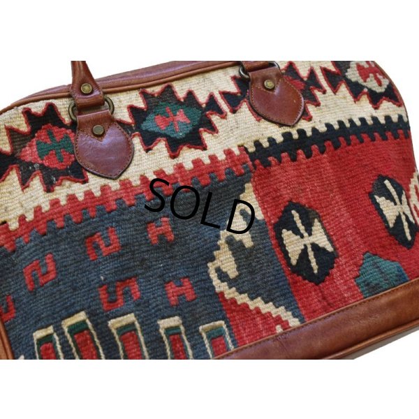 画像9: トルコ製【ビンテージ】【ネイティブ柄】ハンドメイド【ラグxレザー】【ハンドバッグ】【ブリーフケース】