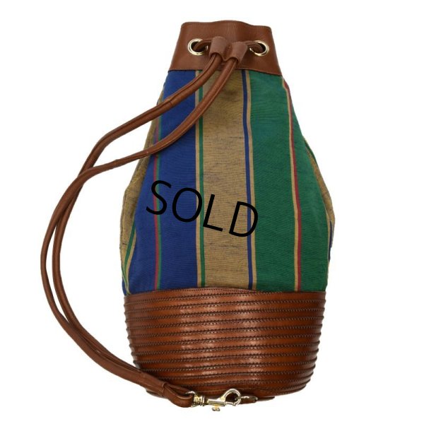 画像7: イタリー製【ビンテージ】【レザーxコットン】【ストライプ】ワンショルダー【ショルダーバッグ】【ボンサック】