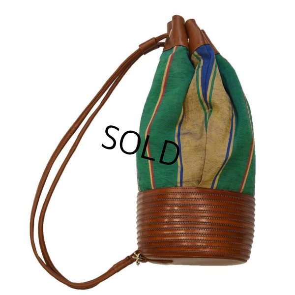 画像6: イタリー製【ビンテージ】【レザーxコットン】【ストライプ】ワンショルダー【ショルダーバッグ】【ボンサック】