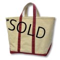 【ビンテージ】【Lands' End】【ランズエンド】【白×赤】 キャンバス【トートバッグ】 