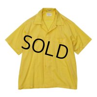 【ビンテージ】【TARLETON】黄色【無地】【ポリコットン】オープンカラーシャツ【ボックスシャツ】【サイズＬ】 