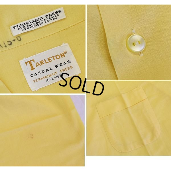 画像2: 【ビンテージ】【TARLETON】黄色【無地】【ポリコットン】オープンカラーシャツ【ボックスシャツ】【サイズＬ】 