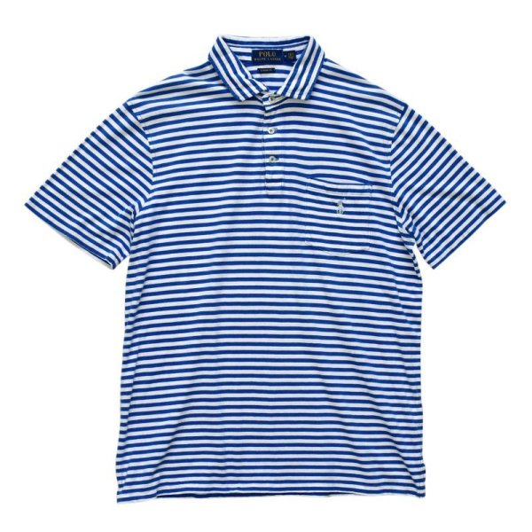 画像1: 【ラルフローレン】【青ｘ白】【ボーダー柄】【ポロシャツ】POLO ralph lauren【サイズＭ】 