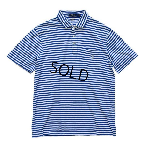 画像1: 【ラルフローレン】【青ｘ白】【ボーダー柄】【ポロシャツ】POLO ralph lauren【サイズＭ】 