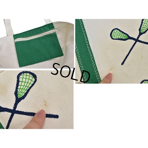 画像2: 【クロケット柄】【白×緑】【キャンバス】 【トートバッグ】 