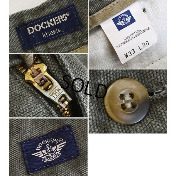 画像3: ビンテージ【DOCKERS】ドッカーズ【オリーブグリーン・深緑】【２タック】コットンパンツ【33X30】 