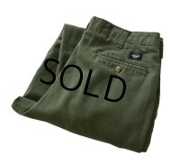 ビンテージ【DOCKERS】ドッカーズ【オリーブグリーン・深緑】【２タック】コットンパンツ【33X30】 