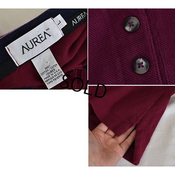 画像2: 【USA製】 ビンテージ【AUREA】【エンジ×フェアアイル柄】【半袖ポロシャツ】【サイズＬ】 