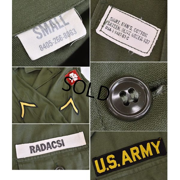 画像2: 【60's】【米軍実物】ビンテージ【U.S.ARMY】【OG107】平ボタン【ユーティリティシャツ】【サイズ Ｓ】 