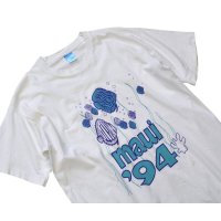 90's【USA製】【ビンテージ】【フルーツオブザルーム】【白】【maui】【魚】【Ｔシャツ】【サイズＬ】 