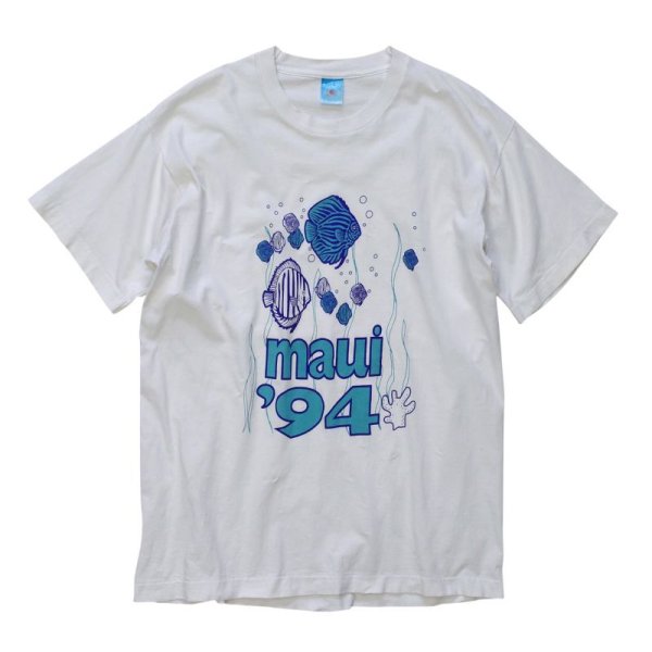 画像3: 90's【USA製】【ビンテージ】【フルーツオブザルーム】【白】【maui】【魚】【Ｔシャツ】【サイズＬ】 