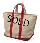 耳付き 80's【ビンテージ】 【USA製】【L.L.bean】【L.L.ビーン】【キャンバス】【トートバッグ】【白×赤】 