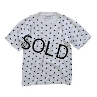 【ビンテージ】【JONES★WEAR】【ドット柄Tシャツ】白×黒　サイズM　レディース古着 