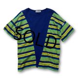 フランス製【ビンテージ】【pierre cardin】ピエールカルダン【青×黄×水色】【リブ切り替えカットソー】【レディース古着】 