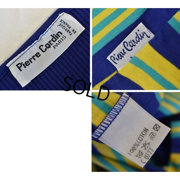 画像2: フランス製【ビンテージ】【pierre cardin】ピエールカルダン【青×黄×水色】【リブ切り替えカットソー】【レディース古着】 