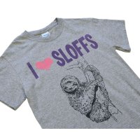 【ビンテージ】【グレー×紫】【I ❤ SLOFFS】ナマケモノ Tシャツ 【サイズS】 