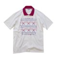 90's【ビンテージ】USA製 Hane's【ヘインズ】【白×ピンク】【TENNIS】【テニスラケット】【襟付き】【Ｔシャツ】【サイズＬ】  