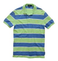 【ラルフローレン】 【POLO ralph lauren】【黄緑ｘ水色ｘ白】【ボーダー】【ポロシャツ】 【サイズＭ】  