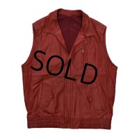 【ユーロ古着】【ビンテージ】【赤】【レザーベスト】【サイズL程度】 