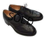 デッドストック【イングランド製】SANDERS【サンダース】【黒】【ウィングチップシューズ】【サイズ８】【26.5cm程度】 