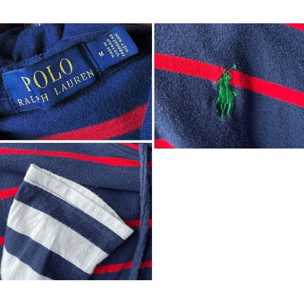 画像2: 【ラルフローレン】【POLO ralph lauren】【紺×白×赤】【フード付き】【カットソー】パーカー【サイズＭ】 