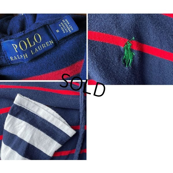画像2: 【ラルフローレン】【POLO ralph lauren】【紺×白×赤】【フード付き】【カットソー】パーカー【サイズＭ】 