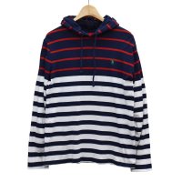 【ラルフローレン】【POLO ralph lauren】【紺×白×赤】【フード付き】【カットソー】パーカー【サイズＭ】 