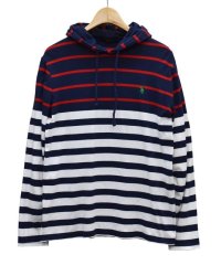 【ラルフローレン】【POLO ralph lauren】【紺×白×赤】【フード付き】【カットソー】パーカー【サイズＭ】 