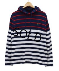 【ラルフローレン】【POLO ralph lauren】【紺×白×赤】【フード付き】【カットソー】パーカー【サイズＭ】 