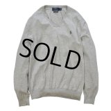 【ラルフローレン】【グレー】【Vネック】【コットンセーター】【サイズＭ】  